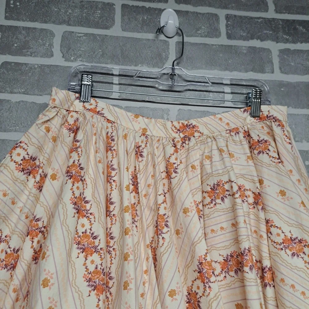FREE PEOPLE Gaia Floral Printed Skirt Mini Ivory Combo Pockets Poplin Size Large